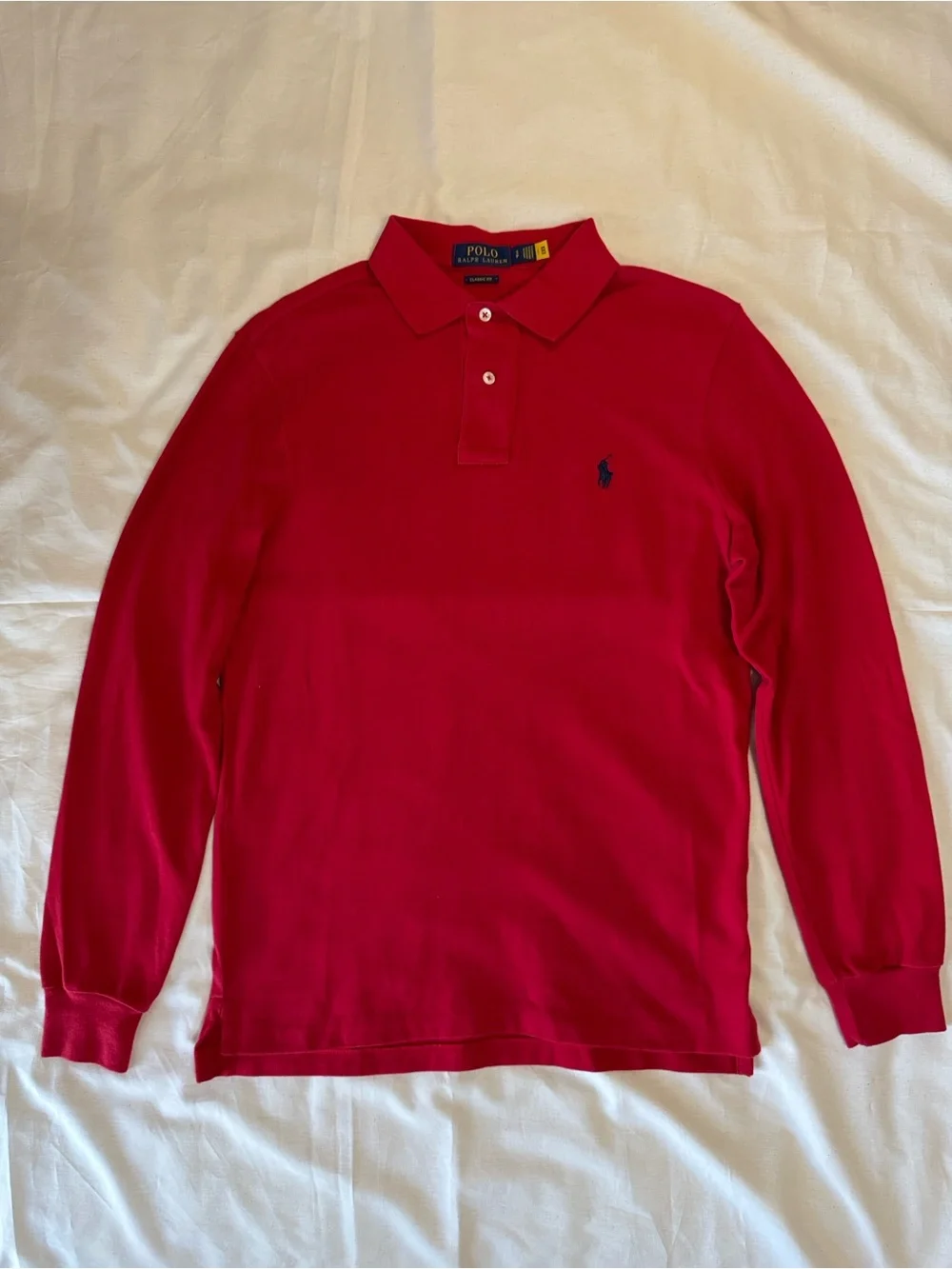 Ralph Lauren Red Long-Sleeve Polo with Navy Pony